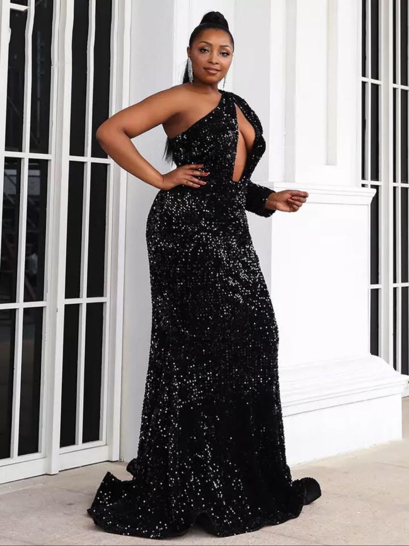 black evening dress sequin