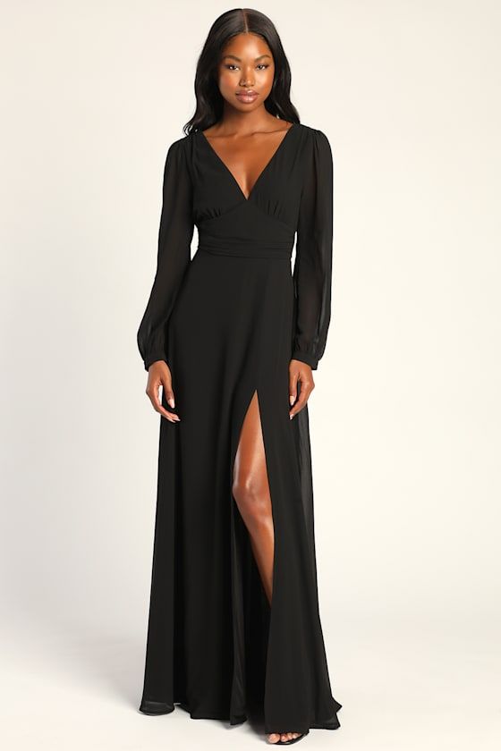 black maxi dress long sleeve