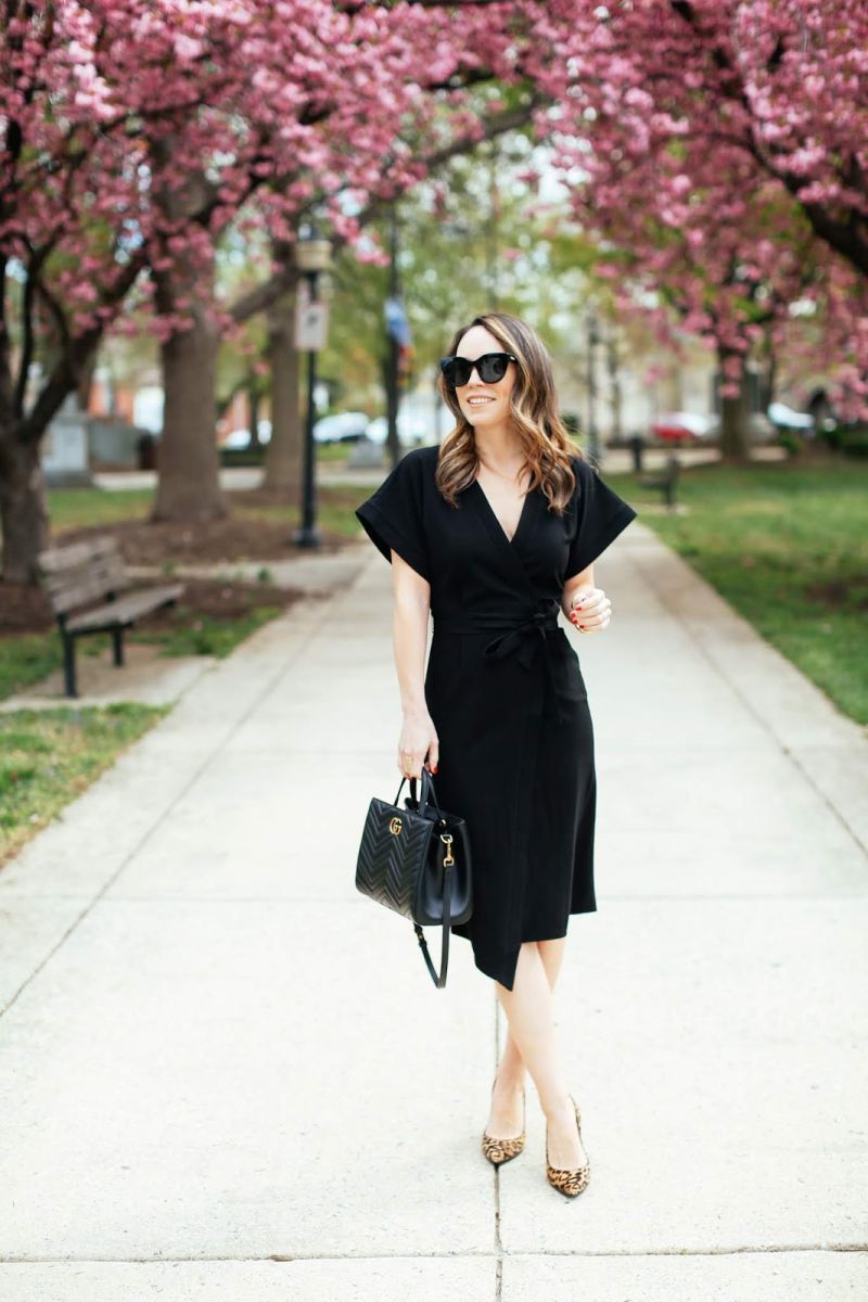 black wrap dress office