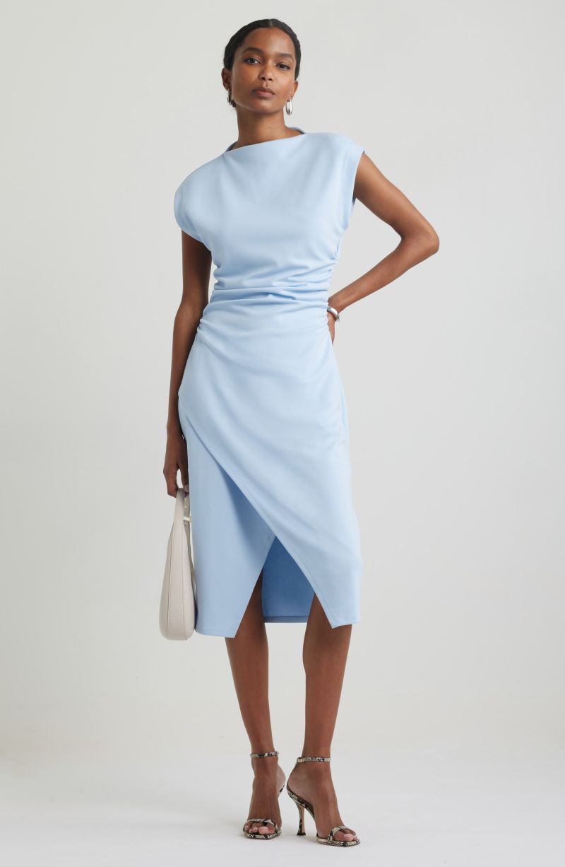 blue midi dress work