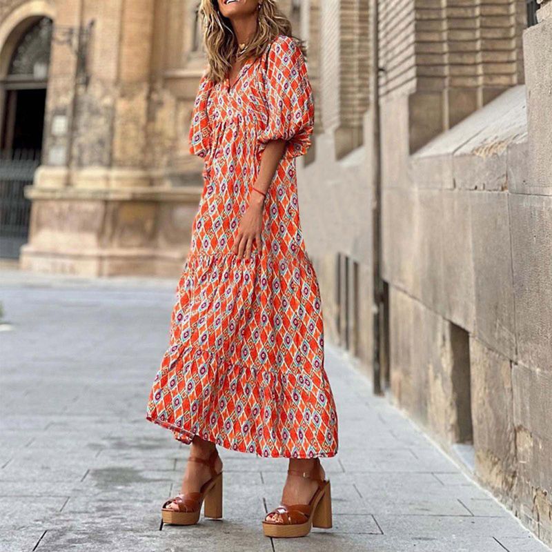 casual maxi dress boho print