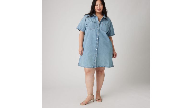 curvy fit denim dress plus size