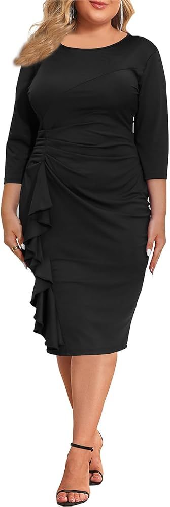 curvy fit midi dress long sleeve