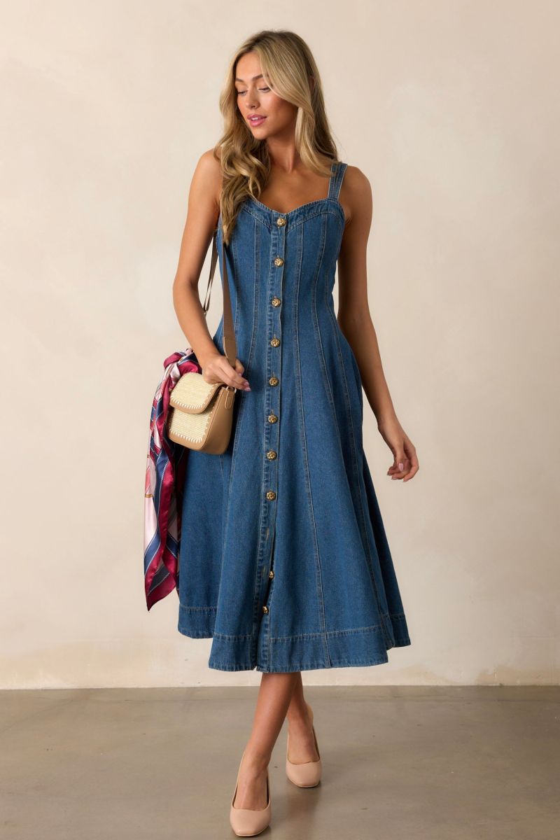 dark wash denim dress women