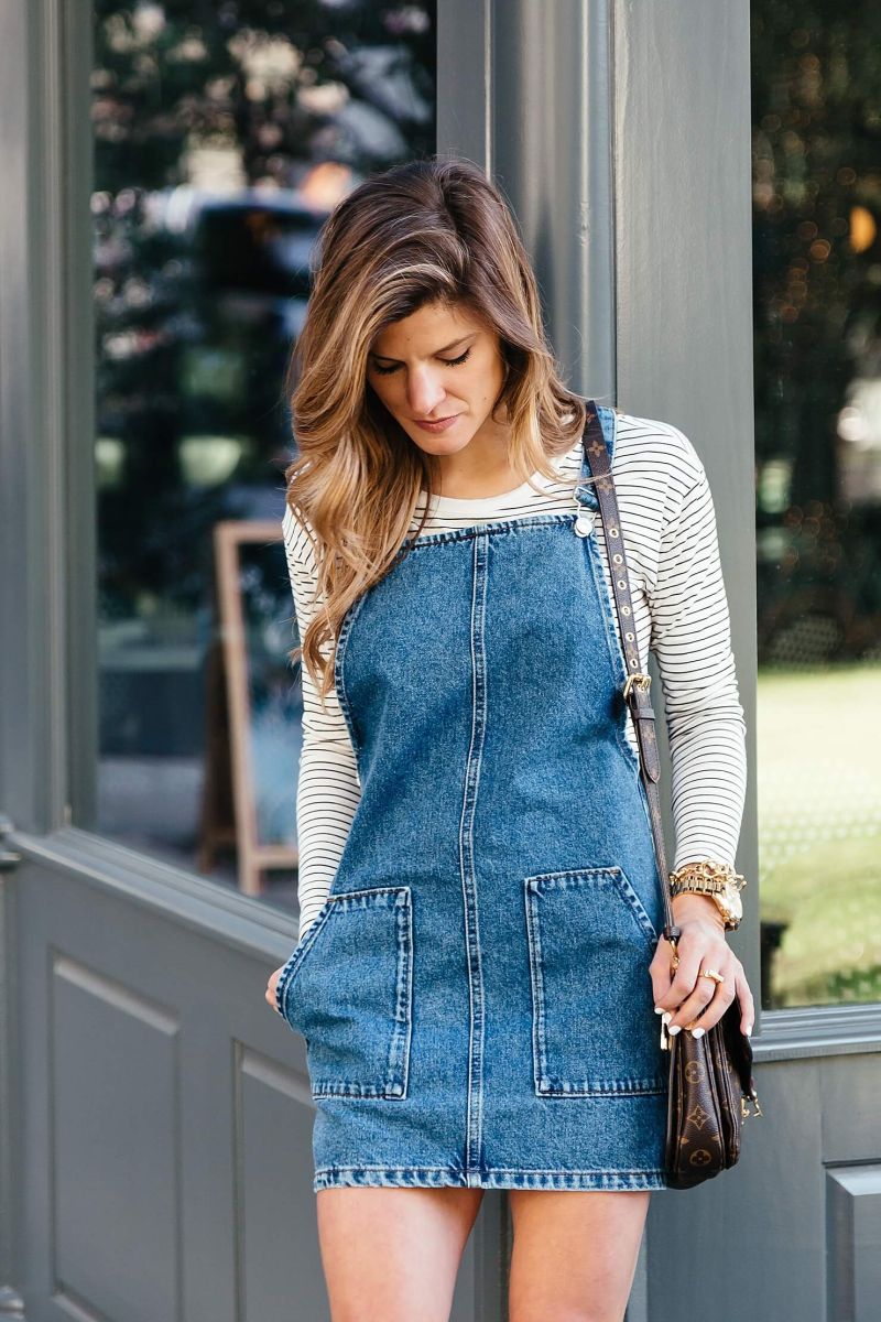 denim overall dress street style
