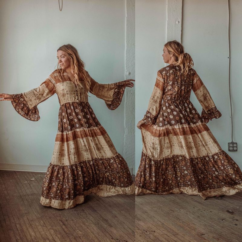 fall dress maxi earthy tones