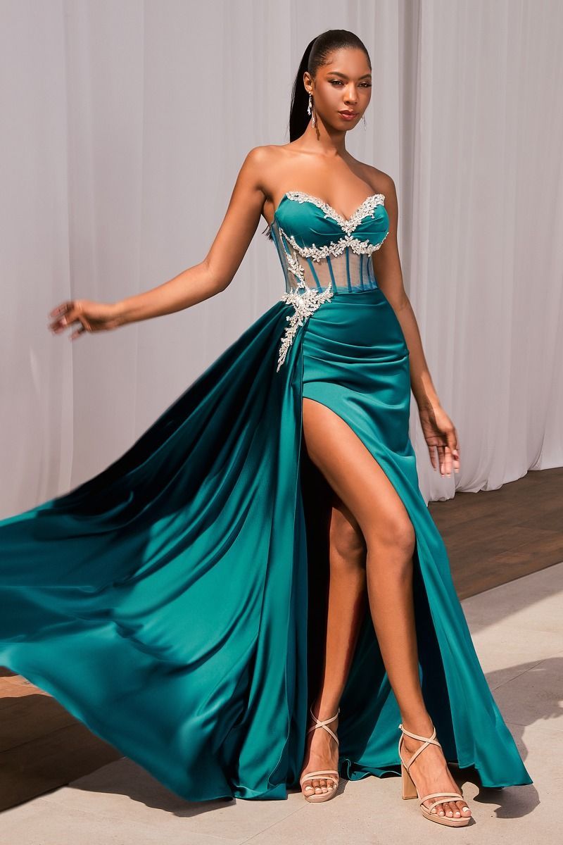 glamorous prom dress long slit