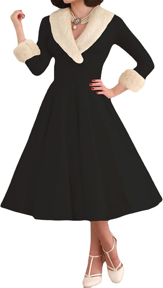 holiday dress winter fur trim