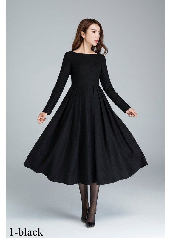 midi dress with sleeves winter