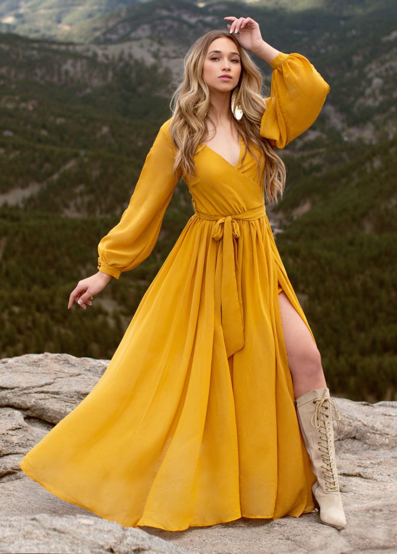 mustard yellow dress fall