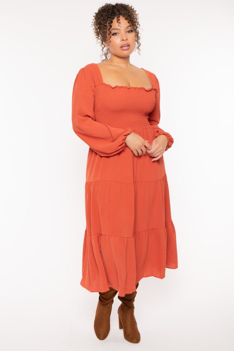 plus size fall dress burnt orange