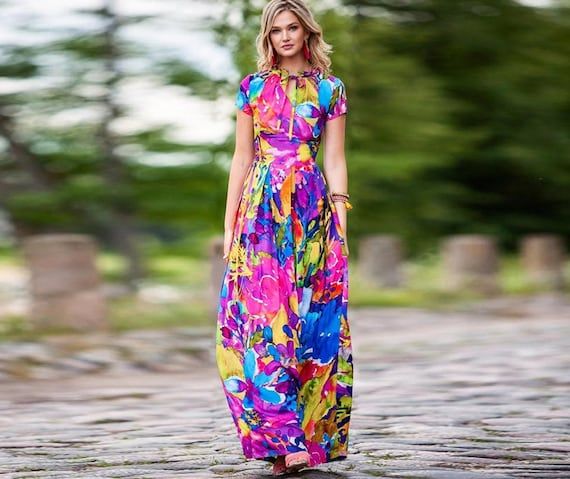 plus size summer dress bright color