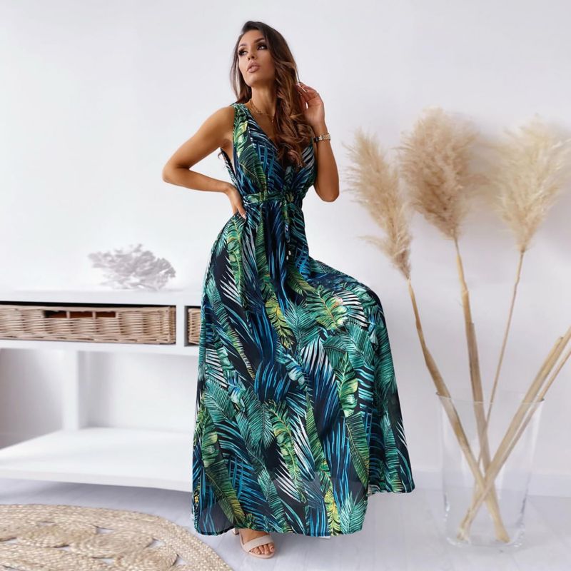 printed maxi dress holiday