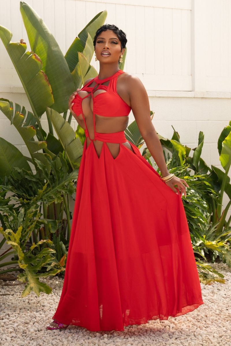 red maxi dress summer