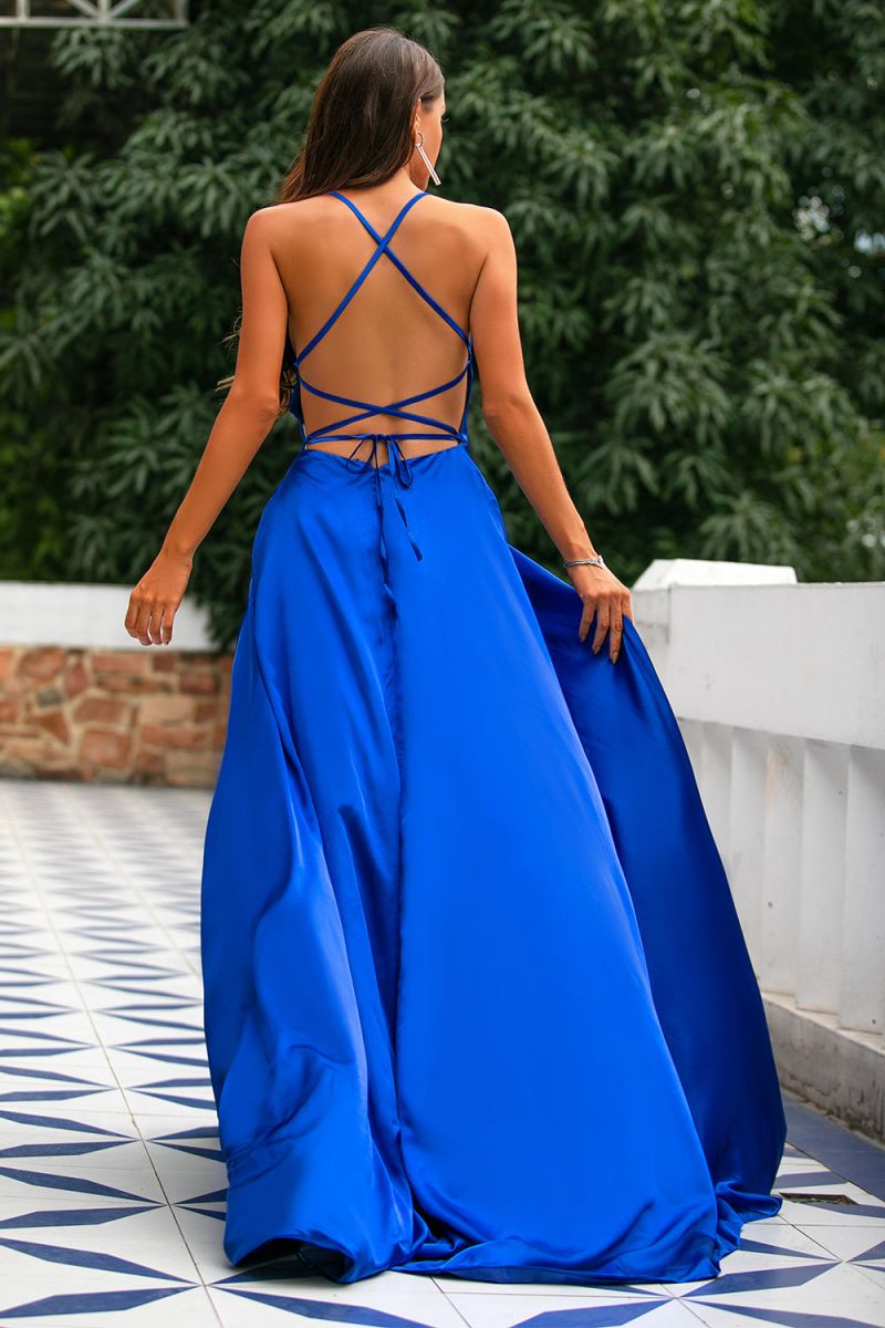royal blue prom dress satin