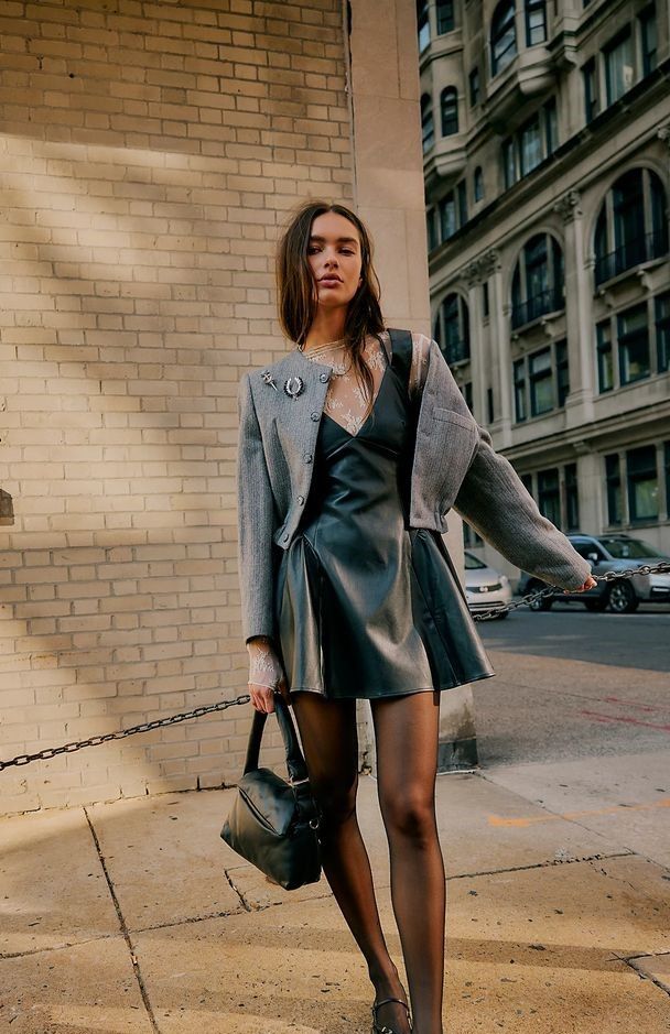 street style mini dress leather