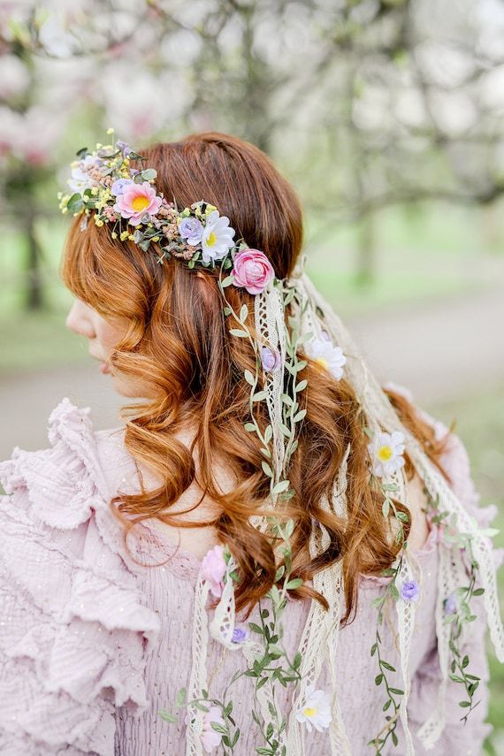 veils boho flower crown