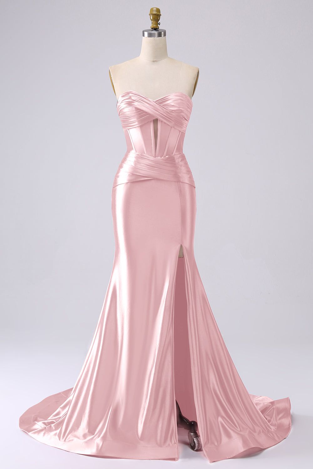fancy dresses_Sparkly Fuchsia Mermaid Sweetheart Corset Long Prom Dress with Slit