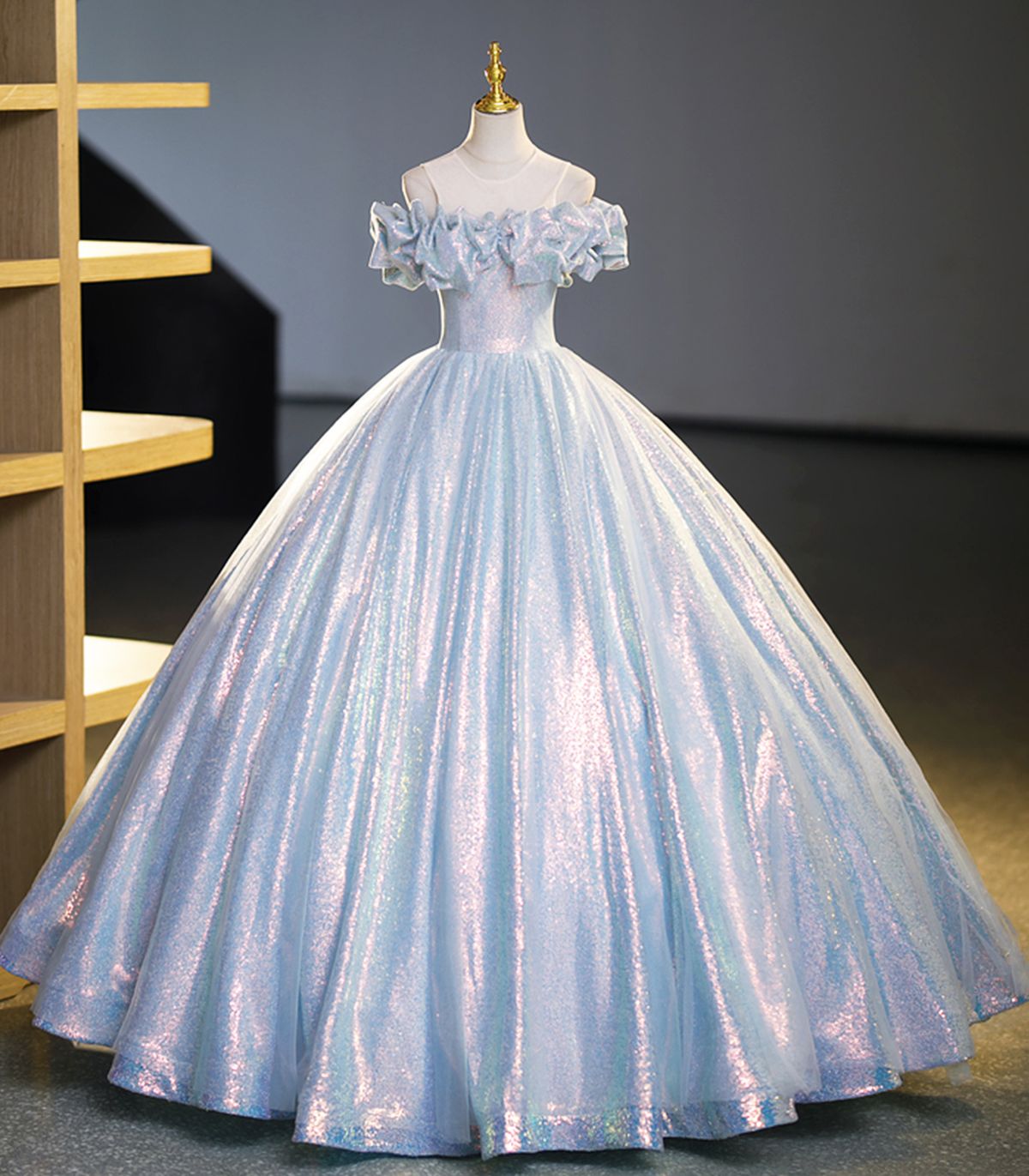 princess dresses_Sparkly Off-Shoulder Sequins Floor Length Formal Dress, Beautiful A-Line Prom Dress