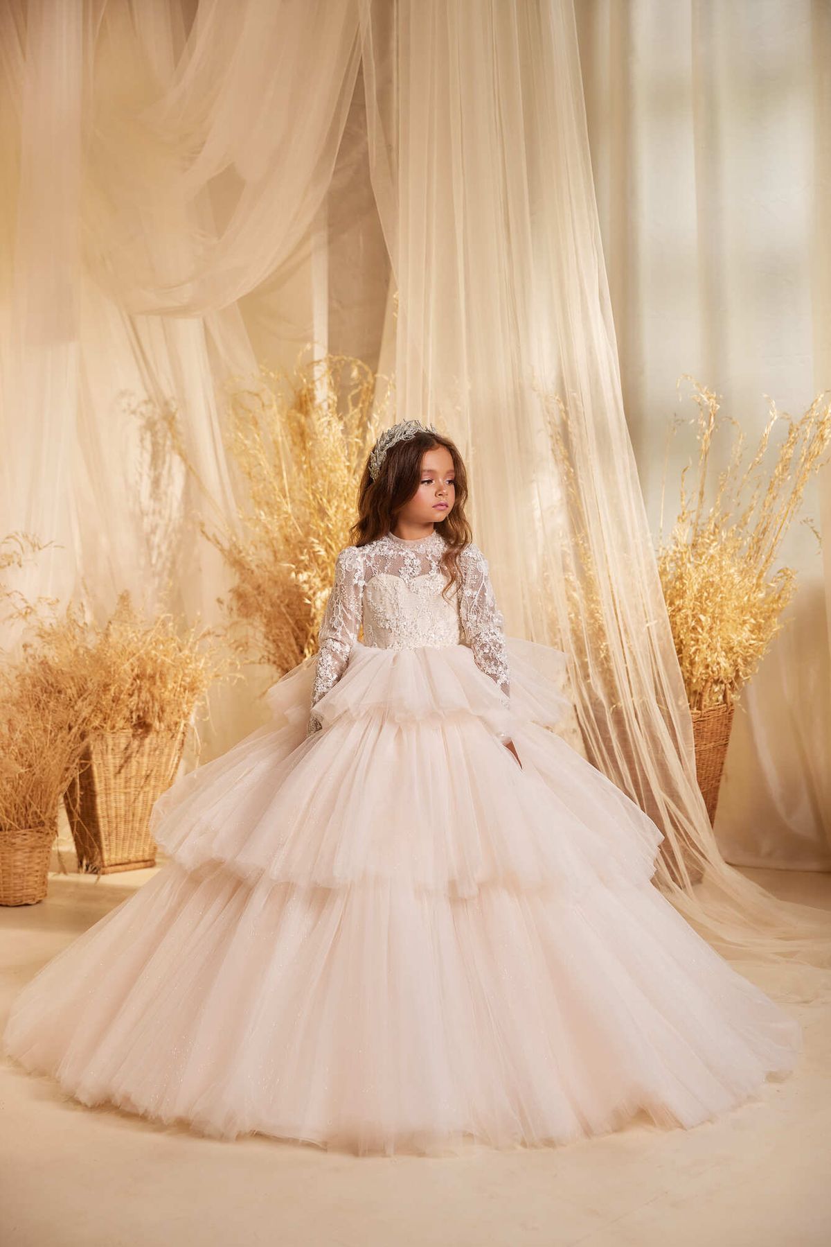 princess dresses_Princess Ball Gown Flower Girl Dress for Wedding - Custom Size / Blush