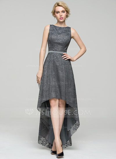 elegant dresses_[€ 175] Forme princesse col rond asymétrique dentelle robe de soirée  - JJ's House