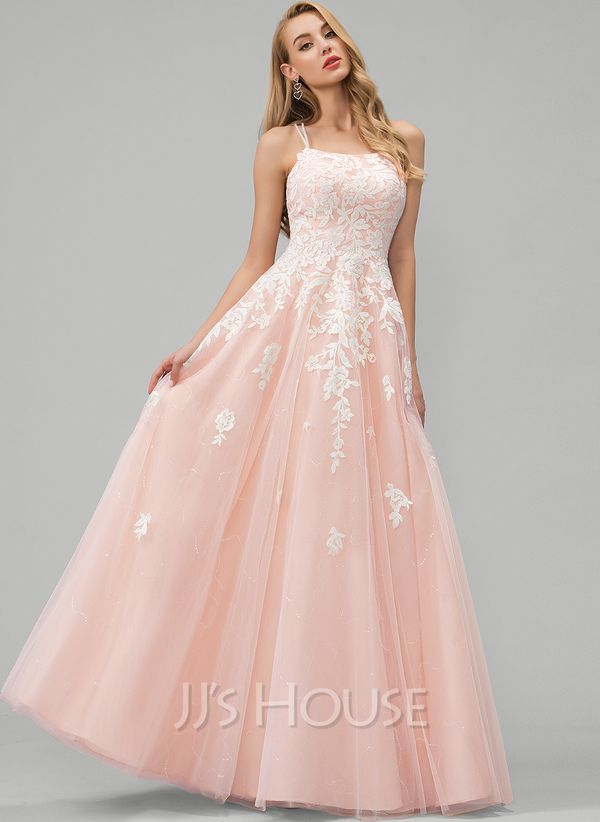 princess dresses_[US$ 174] Ball-Gown/Princess Square Floor-Length Floral Lace Tulle Prom Dresses With Sequins  - JJ's House