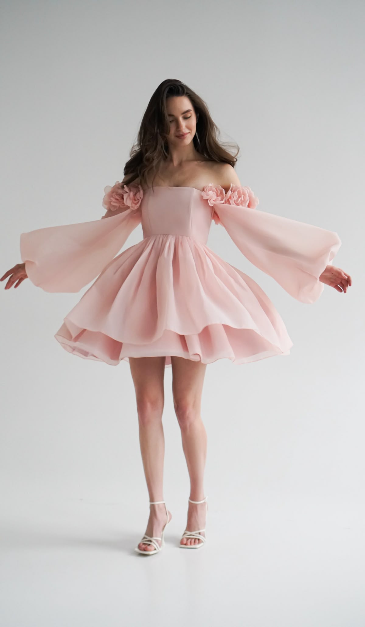 princess dresses_Short Wedding Dress 3D Flowers, Ariel Dress - 22 / Blush