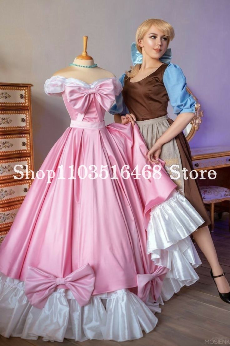 princess dresses_Fairytale Princess Cinderella Evening Dress Pink Fantasy Victorian A-Line Medieval Masquerade Custom