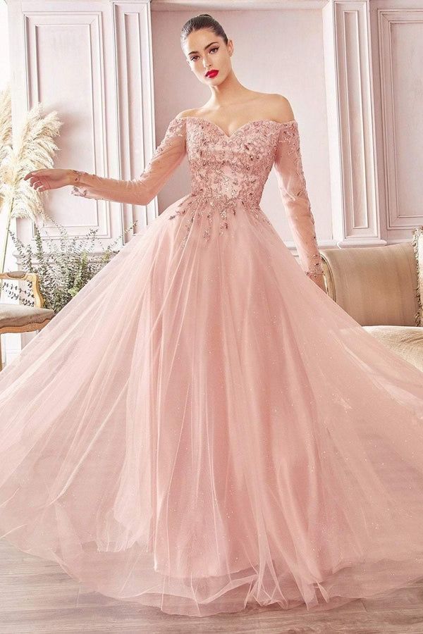 princess dresses_Cinderella Divine CD0172 Off Shoulder Formal Dress