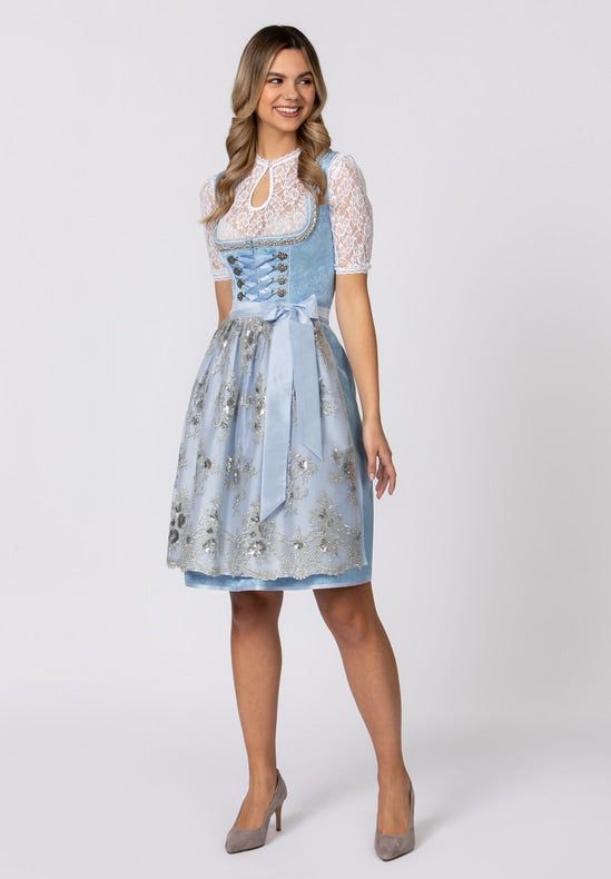 traditional dresses_Available for Preorder Stockerpoint  Dirndl Maya light blue, skirty length 60 cm - 38 / LIght Blue/Silver