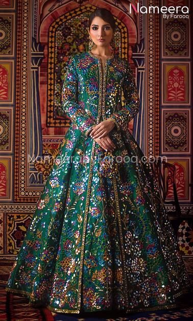 traditional dresses_Pakistani Wedding Dress in Embellished Raw Silk #BS64