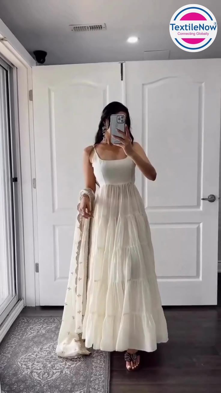 traditional dresses_White Anarkali Dress