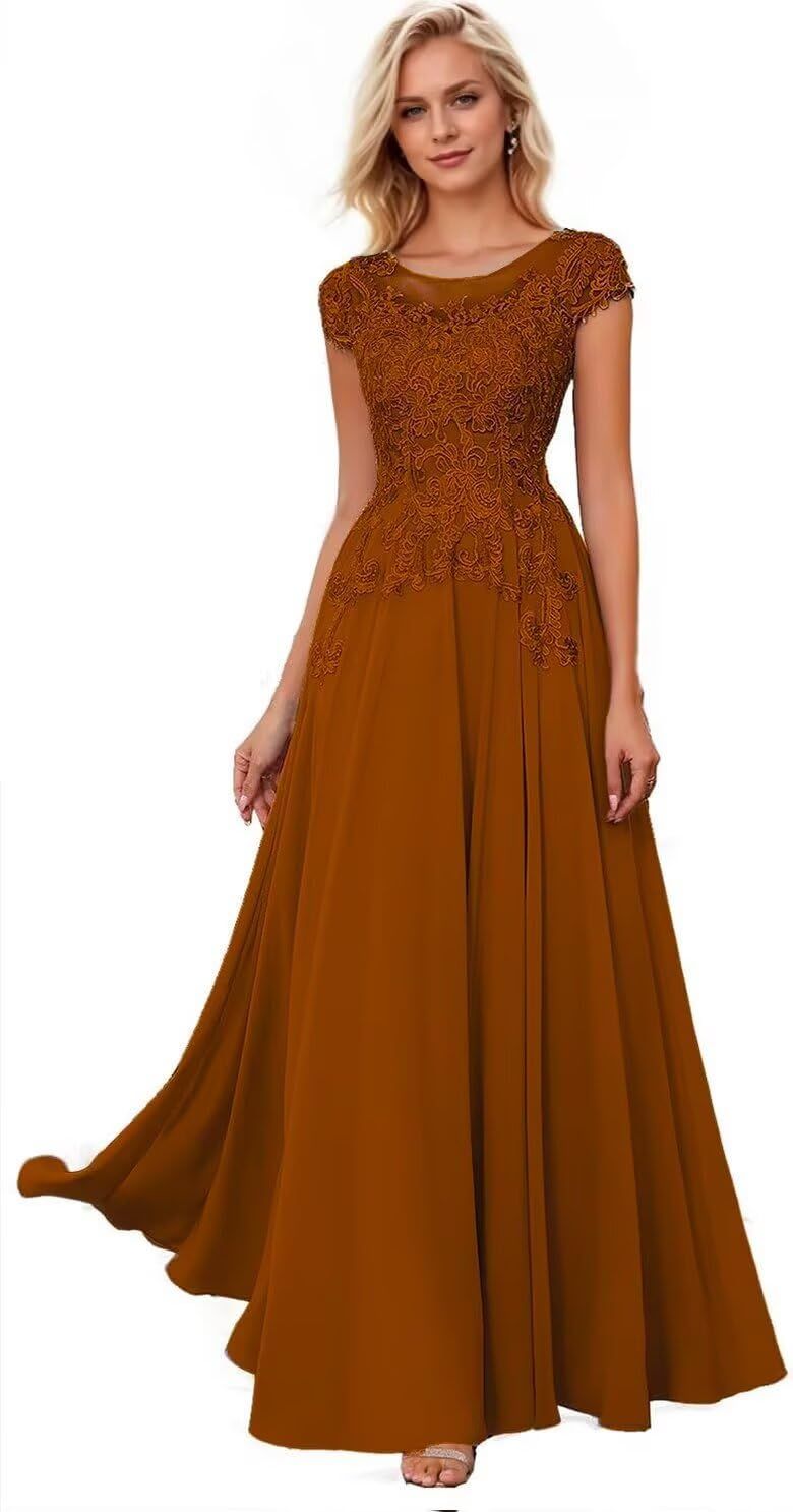 elegant dresses_Elegant Mother of Bride Dresses for Women Long Chiffon Lace Wedding Guests Dress Formal Prom Gowns with Pockets