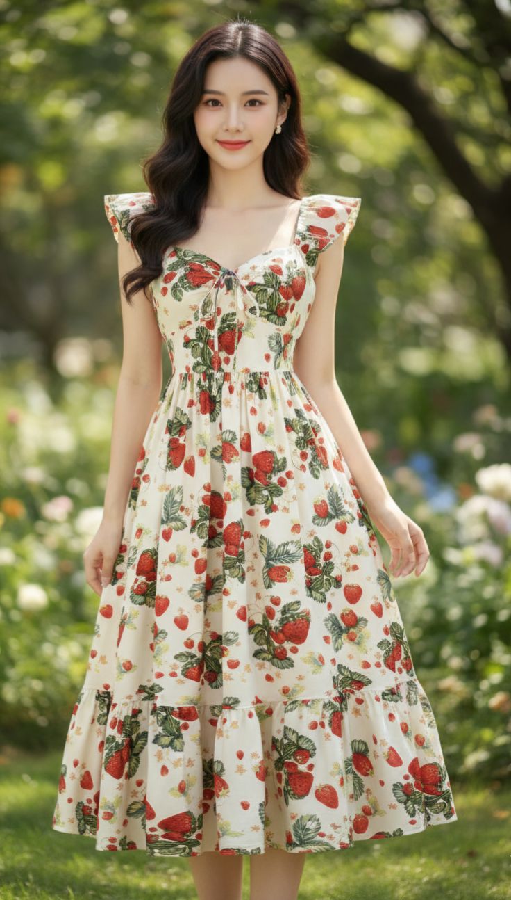 traditional dresses_​✨ OBSESSED! The Cutest Strawberry Print Dress for Summer
