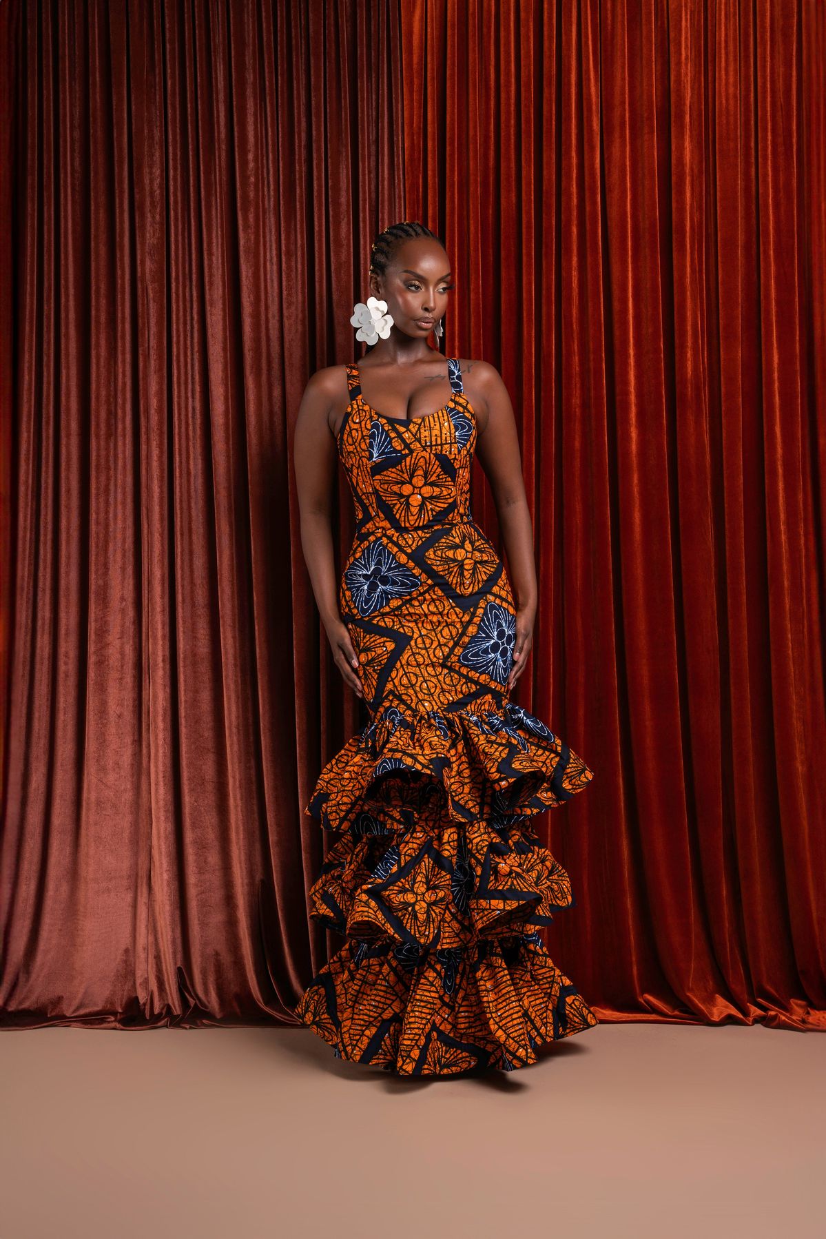 traditional dresses_ZEZE African Print Layered Mermaid Dress