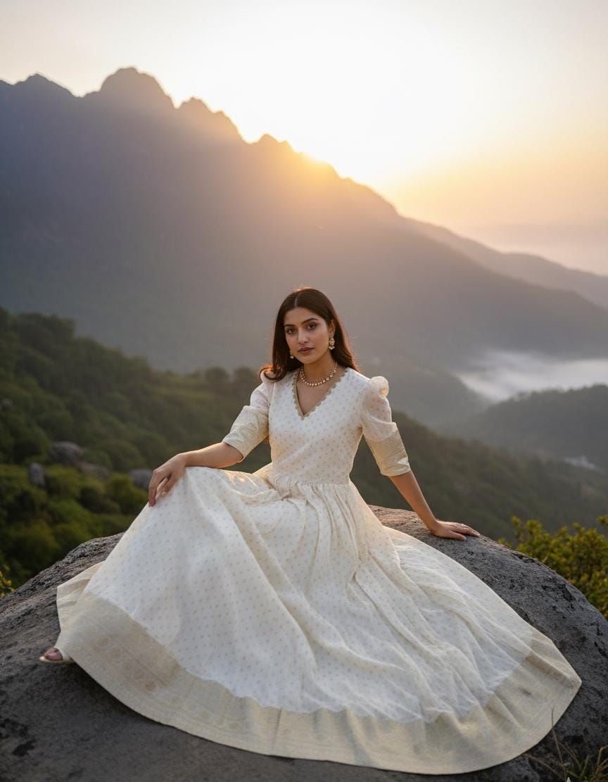 traditional dresses_Anarkali Kurta For Women - Beige & Golden Maxi Dress - Indian Party Wear - Kurta For Women - Party Wear Dress - Bridesmaid Dress - Kurtis