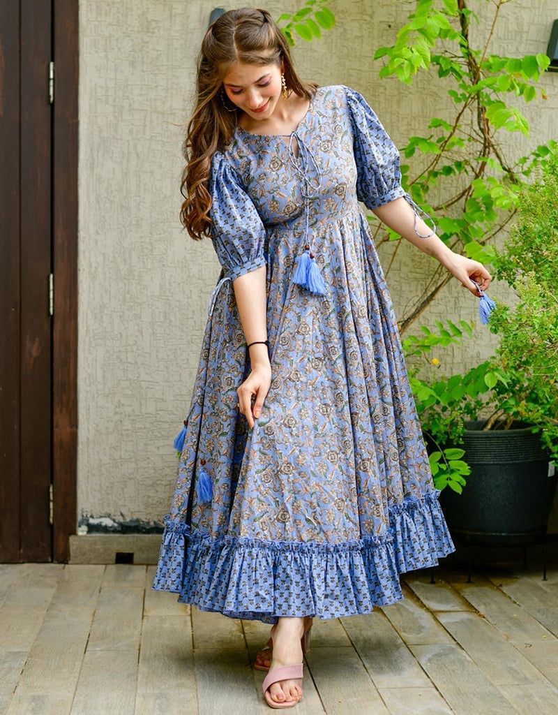 traditional dresses_Multi Cotton Silk All Season Designer Cotton Silk Heavy Digital Print Multi Gown Heavy Digital Print Details For Gown