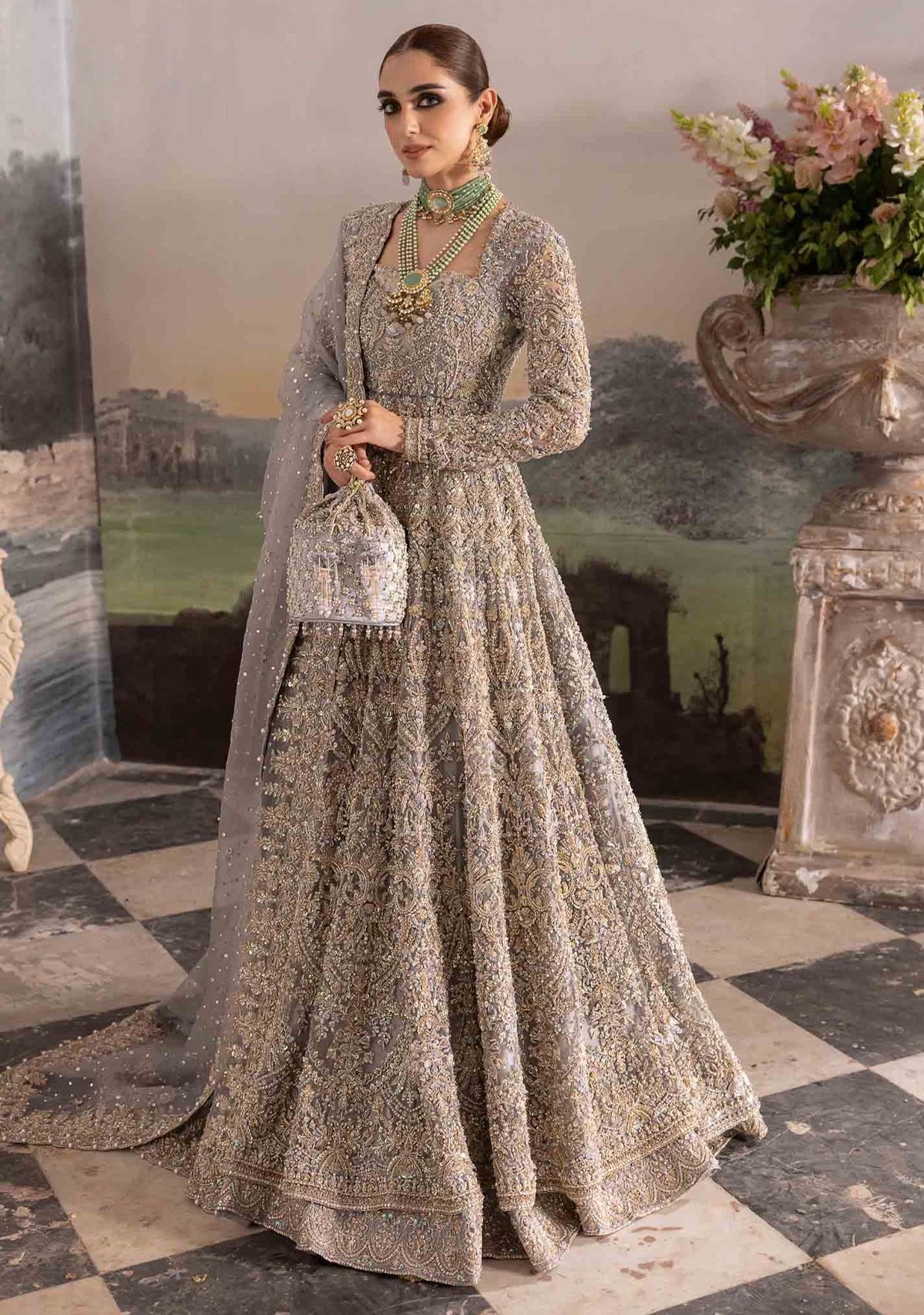 traditional dresses_Pakistani Bridal Dress in Classic Gown Lehenga Style - MEDIUM