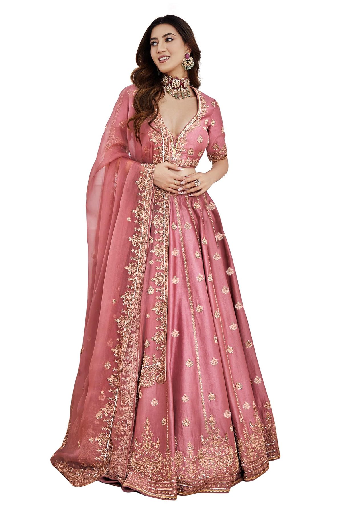 traditional dresses_TRENDMALLS Women's Satin Embroidery Sequence Work Lehenga Choli Set with Dupatta For Women