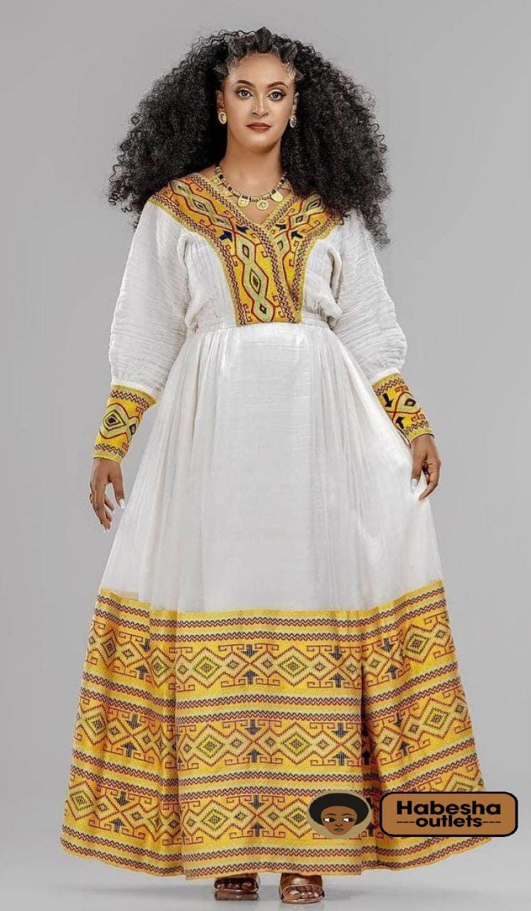 traditional dresses_Elegant Habesha Dress: Traditional Ethiopian Kemis