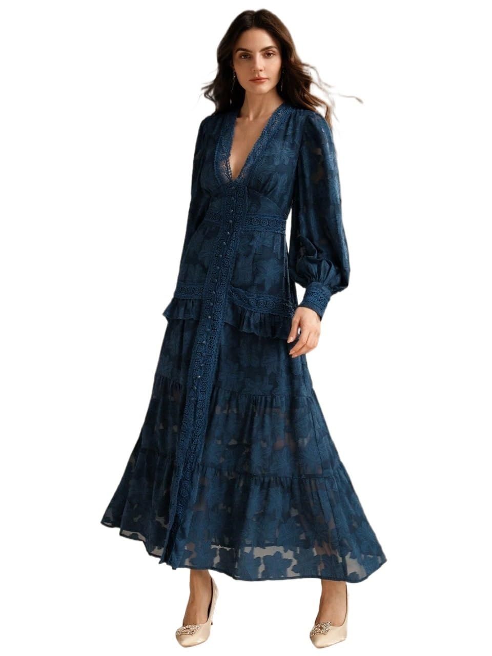 long sleeve dresses_MOBTOR Women 2025 Summer Dress French Ruched V-Neck Puff Sleeve Elegant Slim Fit Dress(Large)