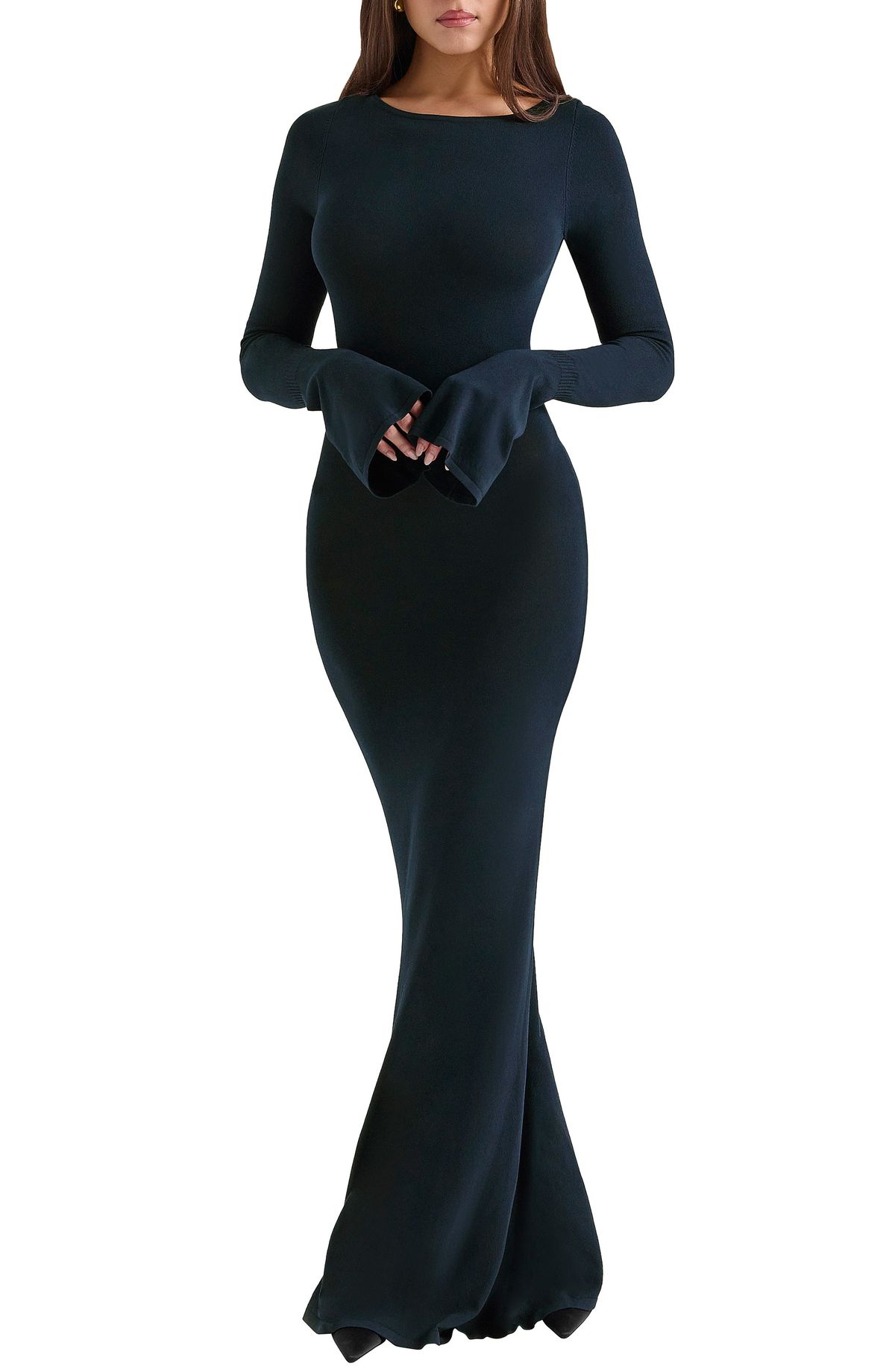 long sleeve dresses_HOUSE OF CB Christiane Open Back Long Sleeve Knit Gown | Nordstrom
