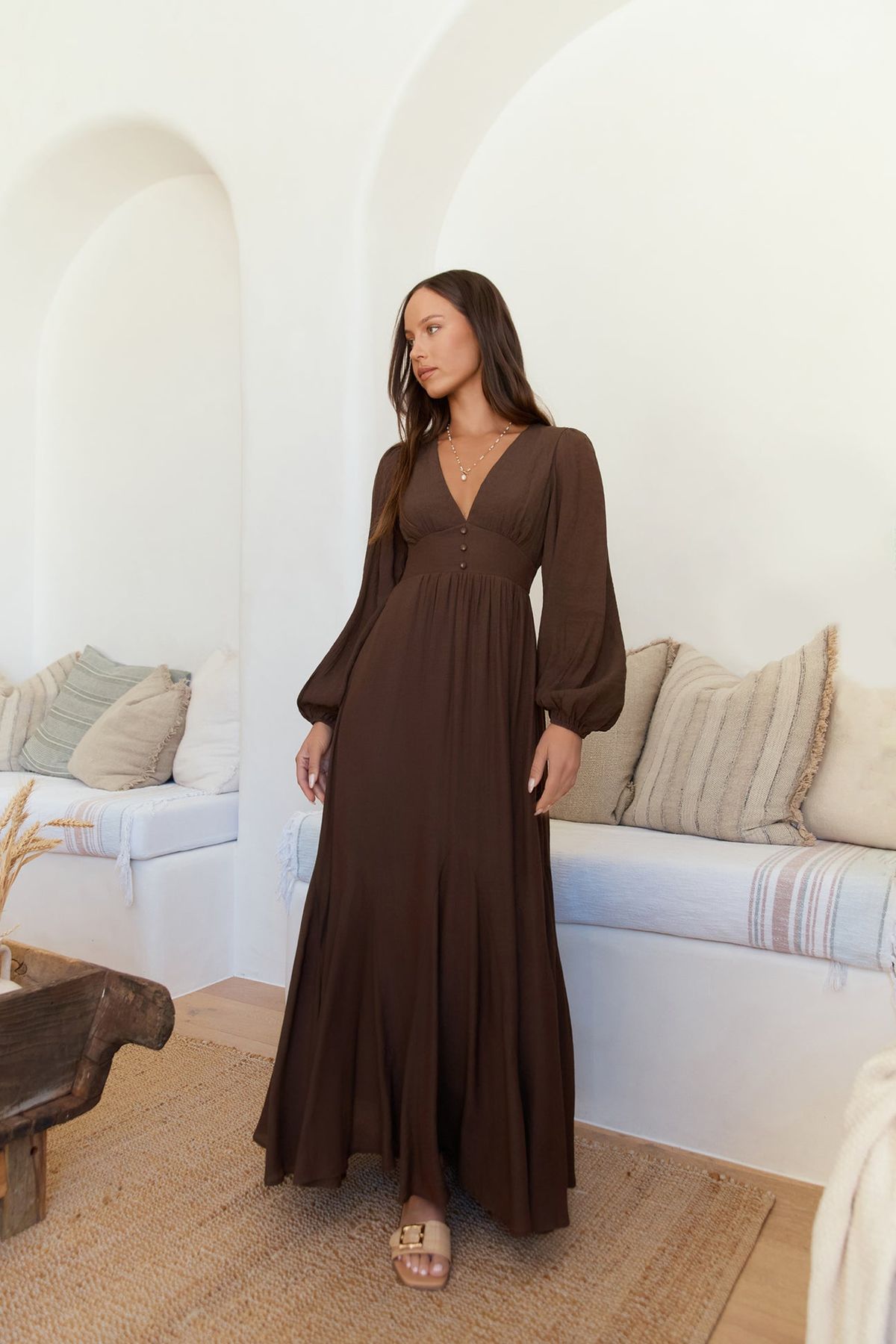 long sleeve dresses_Sweeter Dreams Long Sleeve Maxi Dress Chocolate