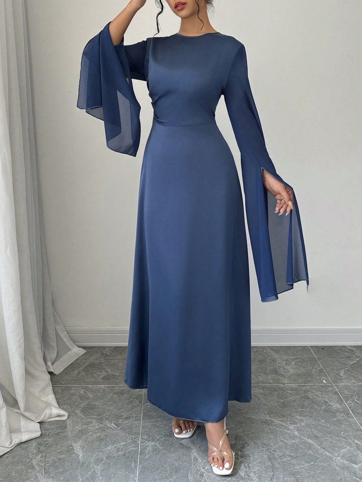 long sleeve dresses_Elegant Charming Sexy Ruched Waist Dress