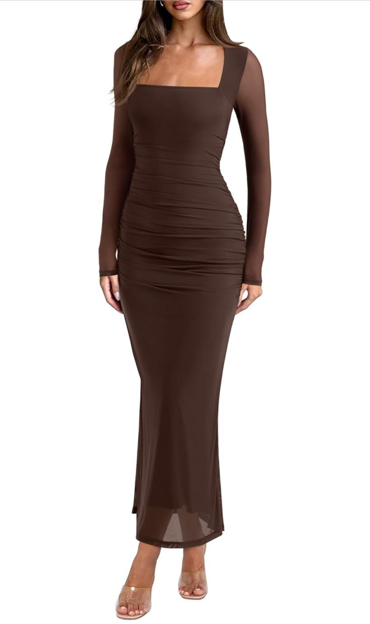 long sleeve dresses_Long Sleeve Wedding Guest Maxi Dresses for Women