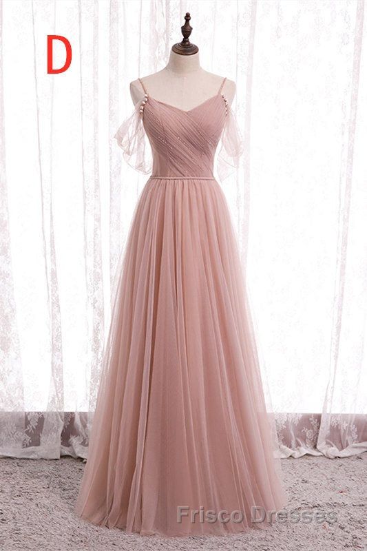 elegant dresses_Elegant Blush Pink Tulle Bridesmaid Dress - Blush Pink / US6
