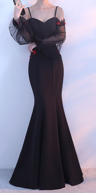 elegant dresses_$79.90 - Black Long Sleeve Evening Dress