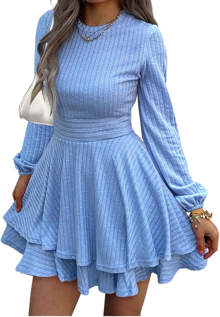 long sleeve dresses_Womens Long Sleeve Knit Dress