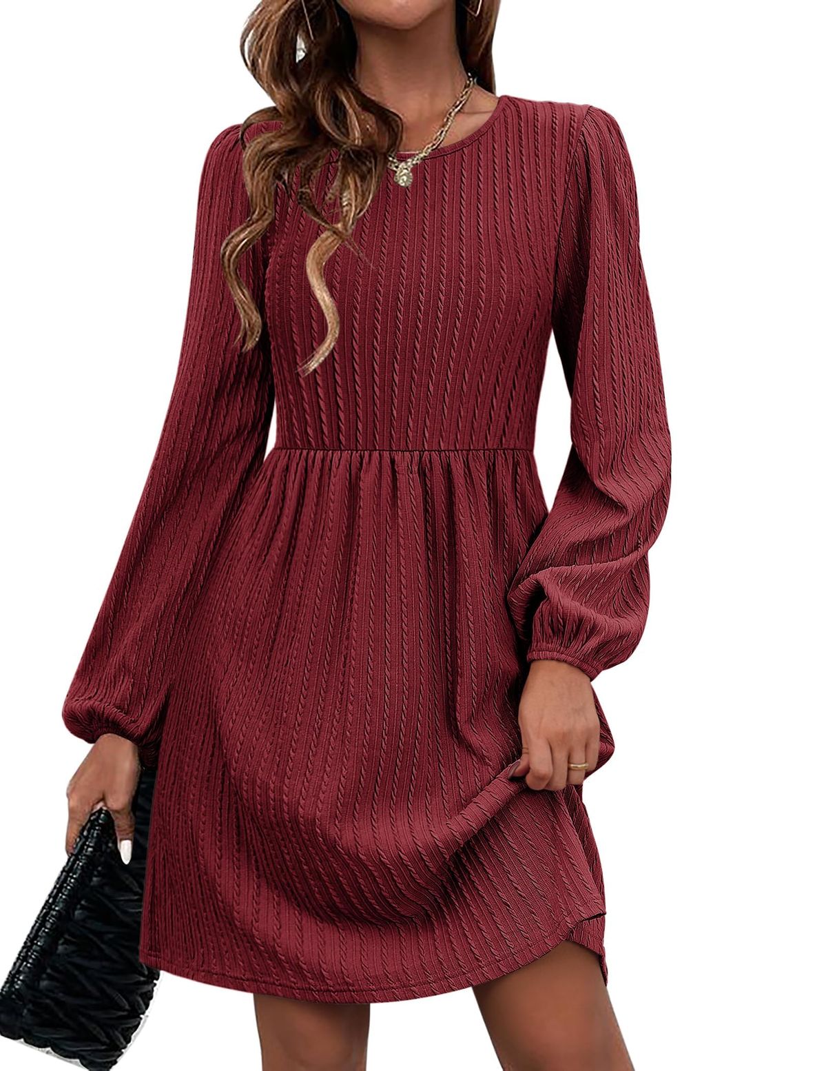 long sleeve dresses_Zeagoo Women's Fall Sweater Dresses with Pockets Crew Neck Long Sleeve A-Line Dresses for Women 2025 Casual Winter Dresses