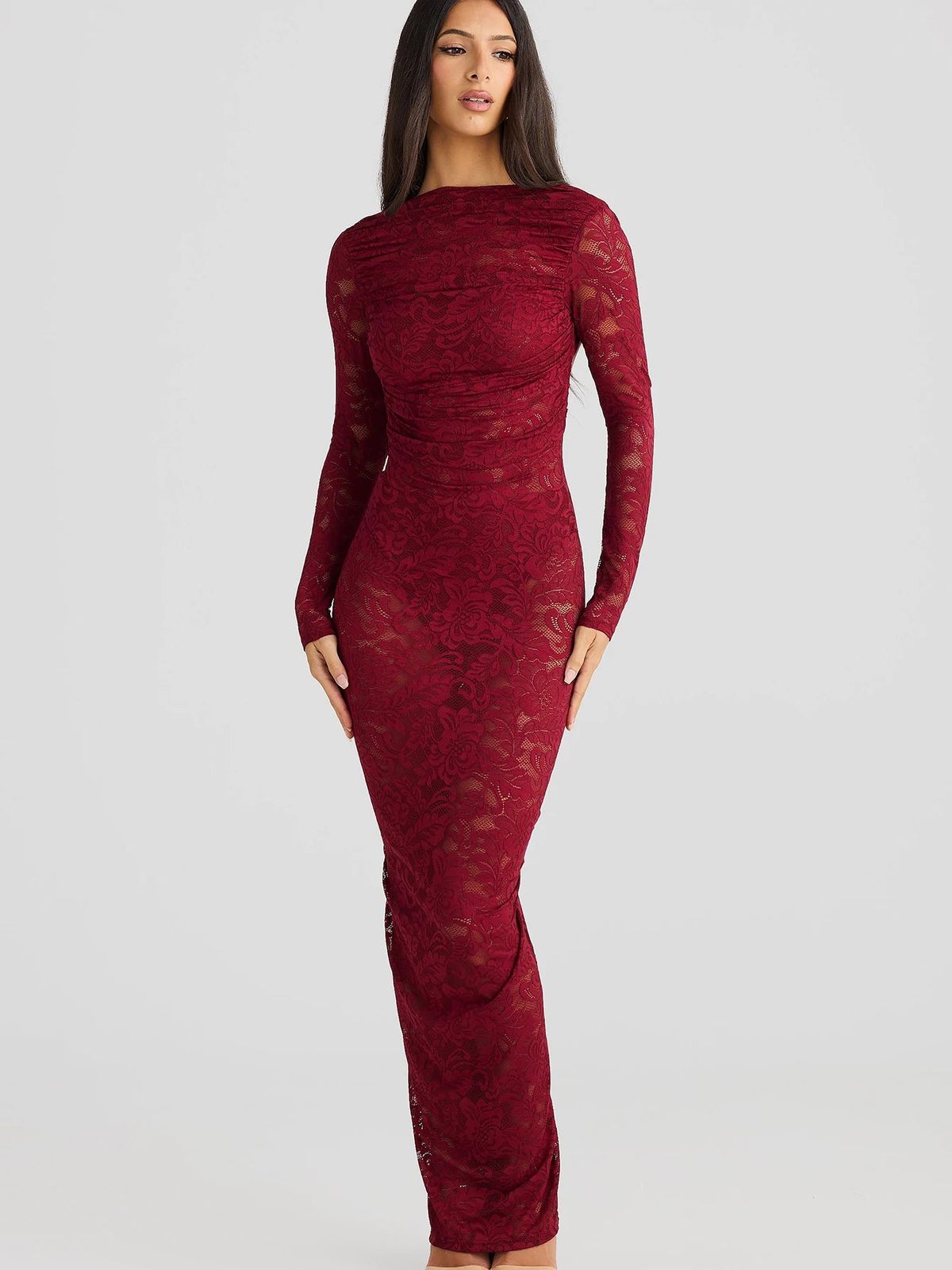 long sleeve dresses_Mesh Floral Print Long Sleeve Backless Sexy See Through Draped Sexy Maxi Dress Fall Women Fashion Y2K Outfit Party Club - WHITE / S